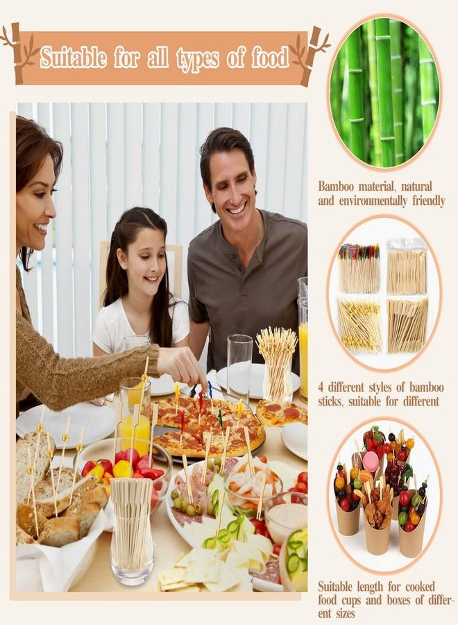 PEOUWNES ٨٠٠ قطعة من أعواد الكوكتيل للمقبلات، أعواد أسنان من الخيزران من PEOUWNES، أعواد كوكتيل فاخرة للمقبلات والمشروبات والفواكه وأسياخ الطعام والحلويات واللحوم الباردة وحفلات الزفاف - Image 2